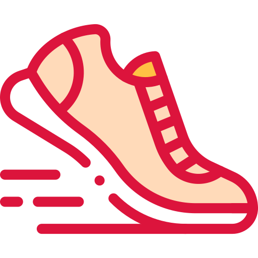 Icoon van een sneaker of sportschoen die klaar staat om te vertrekken.